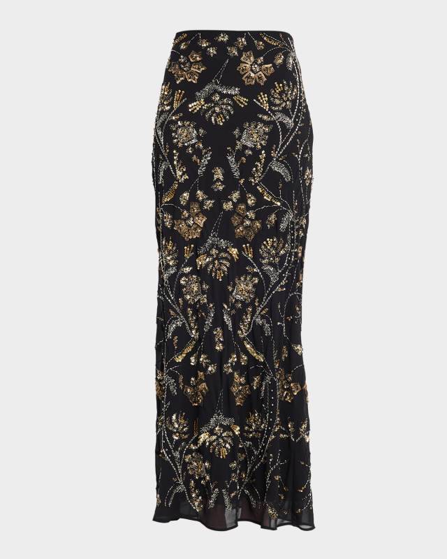 Medina Hand-Beaded Georgette Skirt